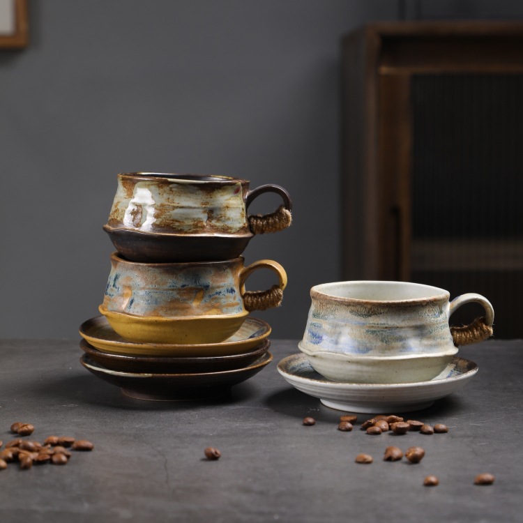 Ceramic Cup And Saucer Set Minimalist Creative Tea Coffee Mugs_voghion.com