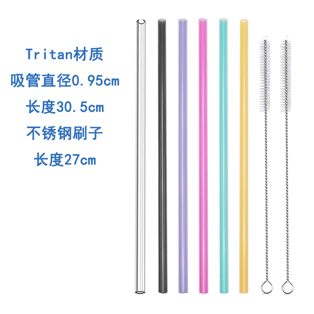 Pajitas de Tritán de Colores para Uso Transfronterizo, Pajitas Reutilizables Stanley de 40 oz, Juego de Pajitas para Vasos de Auto con Cepillo