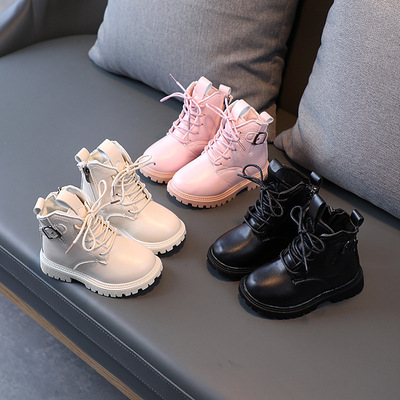 Martin boots for girls 2022 Autumn and winter new pattern children Trend black Versatile Bootie Children children Boots