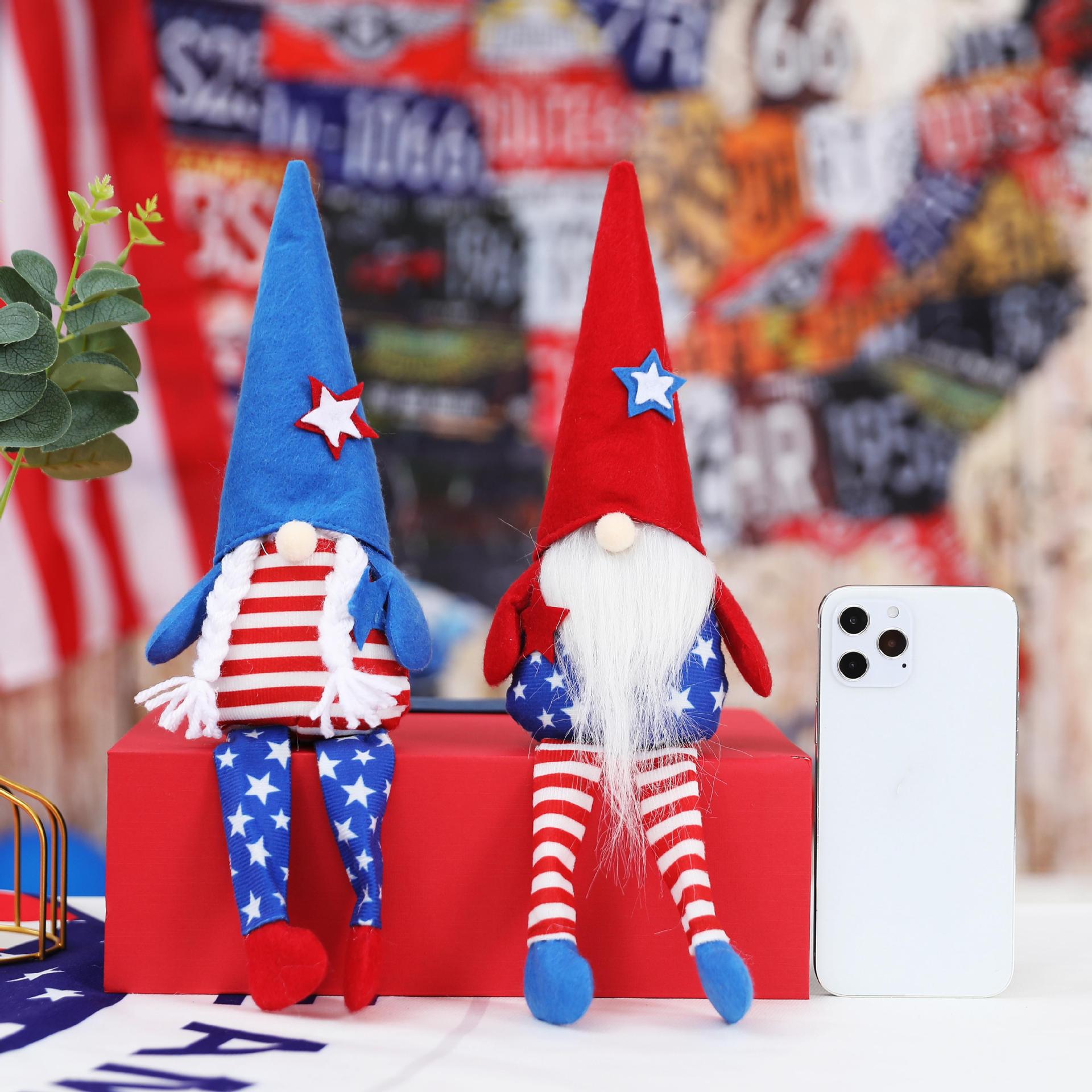 American independent new product pointed hat long legs five-pointed star dwarf couple plush doll ornament gift Rudolph