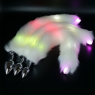 Luminous Metal Silicone Tail Anal Plug Female Adult Sex Supplies Rear Court Sex Supplies Wholesale Support for Hair