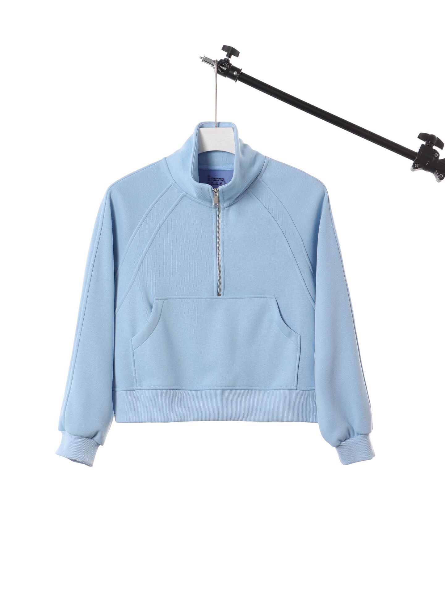 Ropa de mujer coreana corta pesada 420g algodón de isla con semiacremallera chaqueta de hombro marca de moda simple chaqueta universal image 6