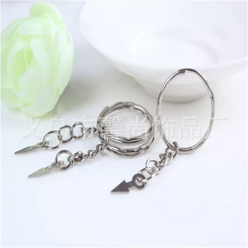 钥匙圈钥匙链配饰压花钥匙链扣钥匙圈配件链条挂三角片