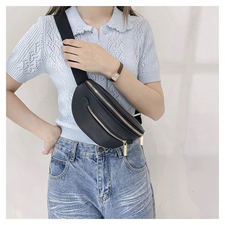 Nicho transfronterizo bolso de pecho inclinado bolso de cintura de moda de mujer bolso de hombro casual de cuero suave bolso de hombro letras de estilo universal