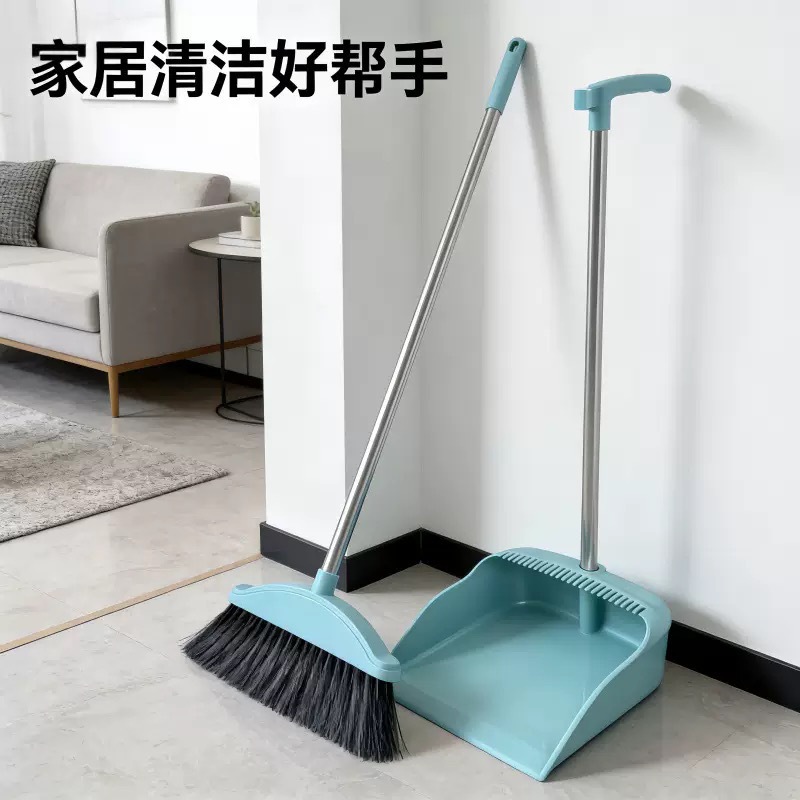 Broom and Dustpan Two-Piece Set for Home Use, Thickened Dustpan and Broom Combination, Soft Bristle Broom That Doesn'T Catch Hair