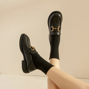 Loafers Women's Soft Thick Heel Single Shoes Fashion Retro 2025 Small Leather Shoes Women's British Style Women's Shoes Easiest for Match Trend