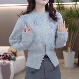 过冬保暖穿搭钉珠超好看毛衣女秋冬2025新款洋气高级感针织衫上衣