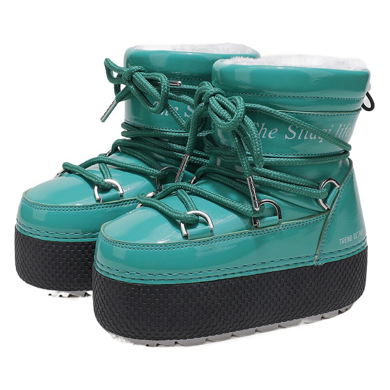 Botas lunares para padres e hijos de copos de nieve de nueve colores, suela gruesa fea y linda, manga de esquí cálida, venta al por mayor de una pieza