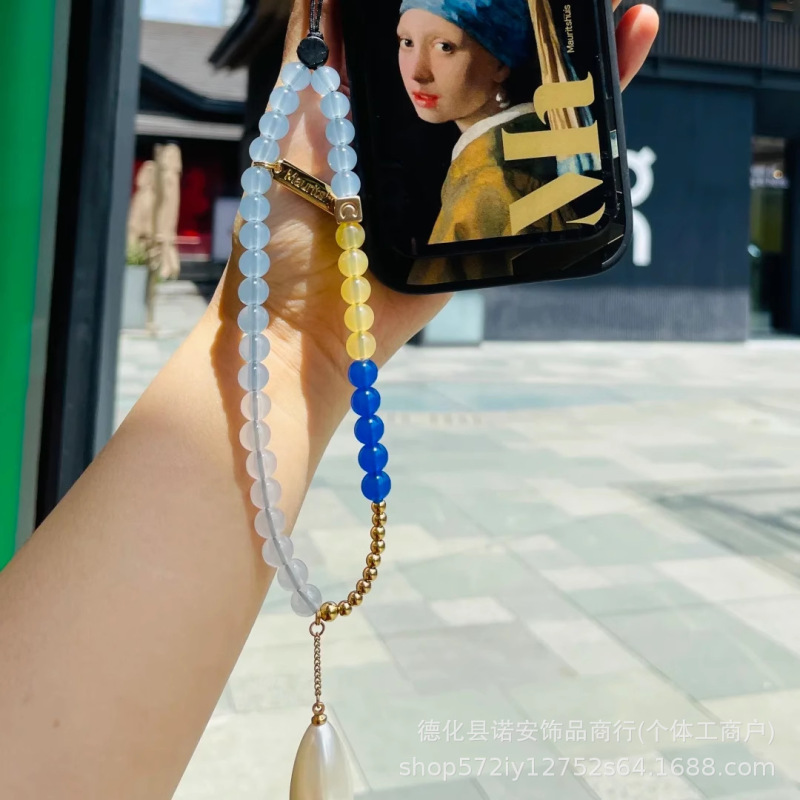 CASE 新しい共同ブランドハーグー美術館携帯電話チェーンビーズハイバージョンチェーン携帯電話ケースパールティアーズストラップ|undefined