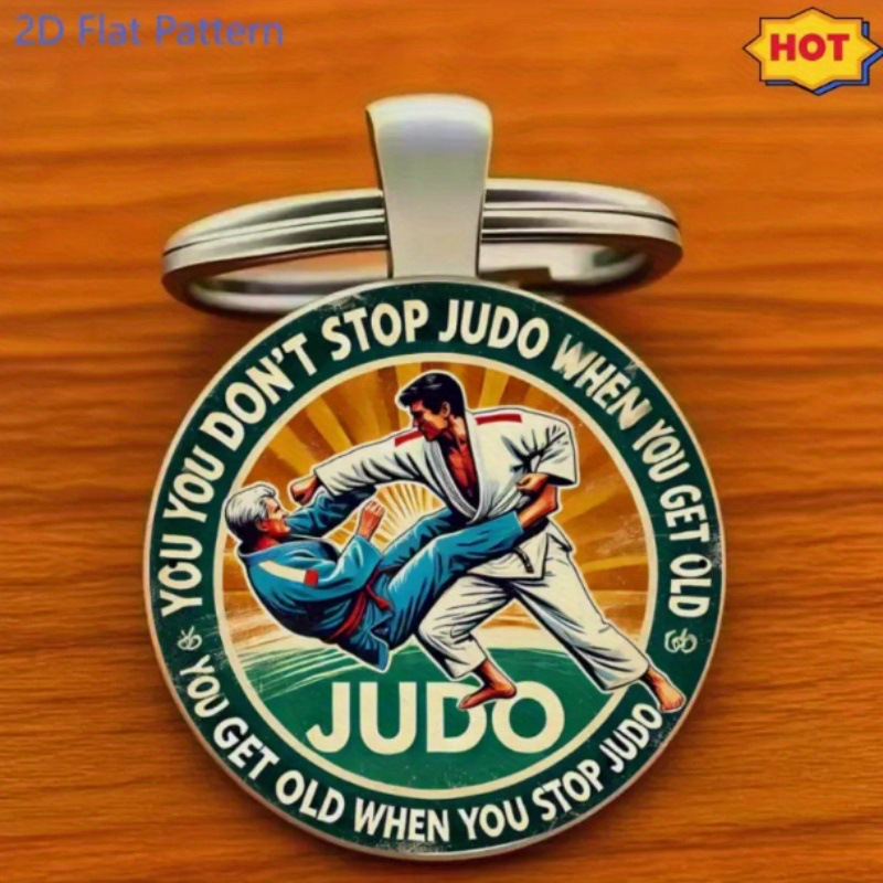 Vintage Judo Spirit Keychain - Alloy Key Chain with Car Parts, Holiday Gifts
