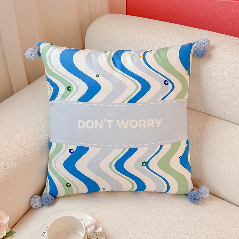 Estrella en el sueño de la almohada impresa funda de almohada sofá de la sala de estar almohada de la cabecera impresión de la almohada de la cintura abstracta con bola de pelo