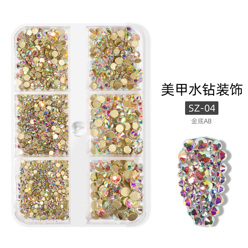 Transfronterizo nuevo 6-rejilla de uñas rhinestone de la joyería plana de diamante transparente AB color mágico paraíso luz de la joyería de uñas