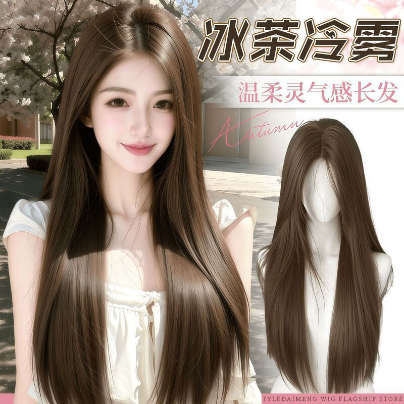 Women's Black Long Straight Wig with Middle Parting, Summer Thin Style, Long Straight Hair, Lolita Rose Net Full Head Wig, Xuchang Wig Women's Black Long Straight Wig with Middle Parting, Summer Thin Style, Long Straight Hair, Lolita Rose Net Full Head Wig, Xuchang Wig