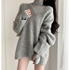 goods in stock the republic of korea strapless Lazy Easy Greatly Multicolor Brushed Mid length version sweater thickening