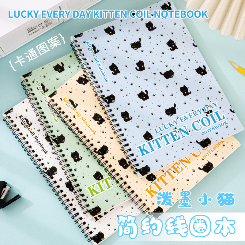 A5线圈本泼墨点阵猫咪可爱笔记本b5大学生记录本初高中生记事本|undefined