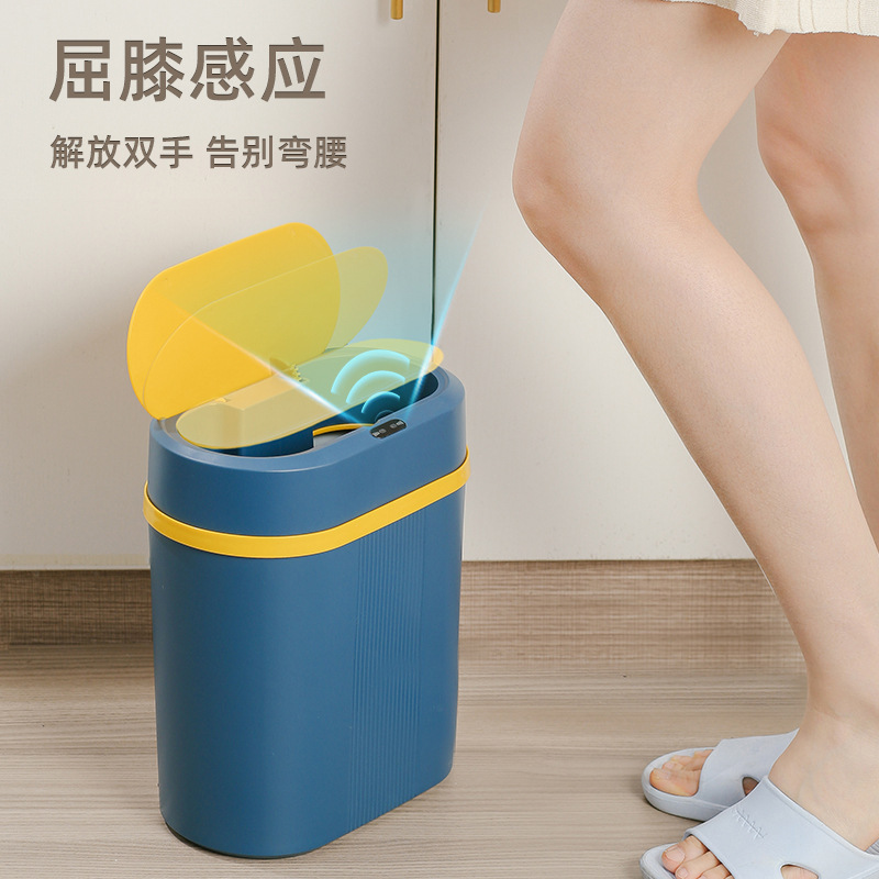 家庭用トイレ用スマートセンサーゴミ箱、浴室隙間を保管する自動フリップトップゴミ箱、自動ゴミ箱|undefined