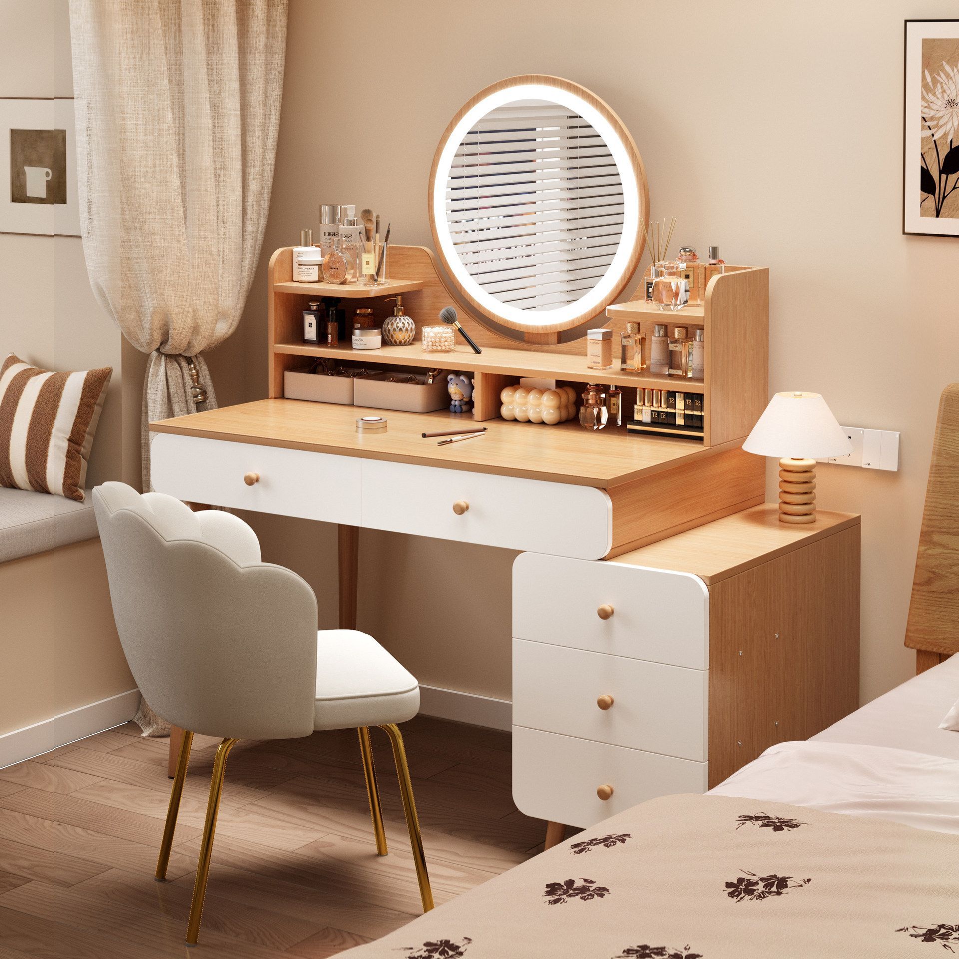 Comedor de vestuario dormitorio moderno y simple maquillaje almacenamiento 2026 nuevo comedor de vestuario espejo de maquillaje