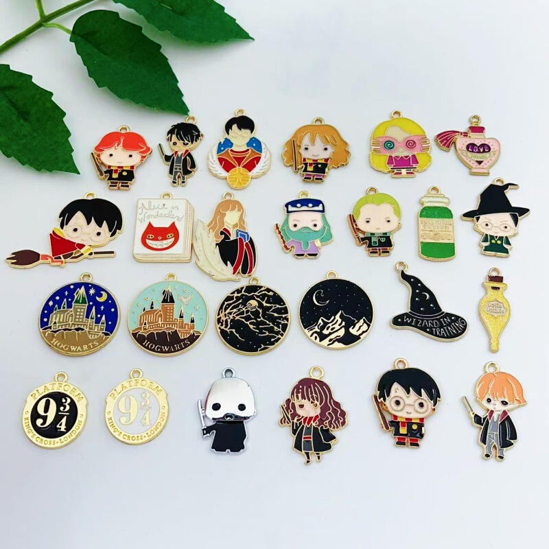 Harry Magic Academy Cartoon Character Earrings Keychain Clothing Pendant DIY Alloy Jewelry Accessories