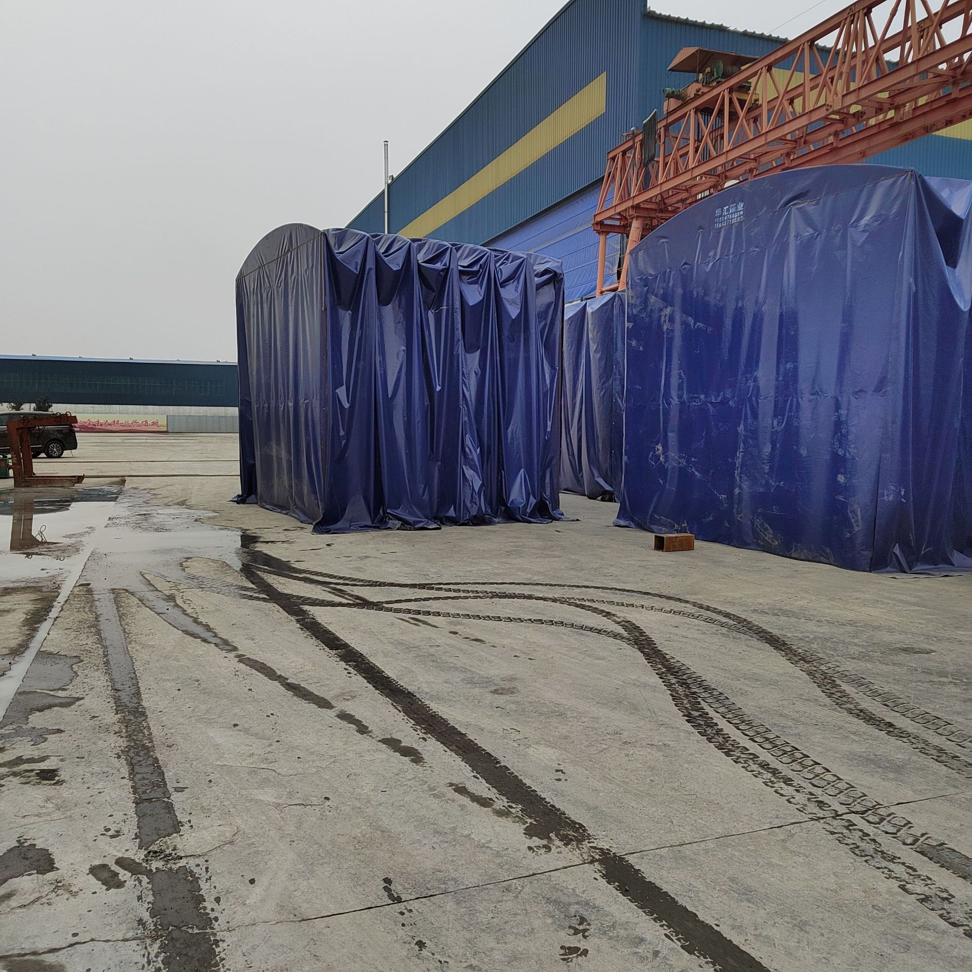 手动伸缩蓬预制件电动推拉篷夏季烧烤摆摊雨棚钢筋绑扎工地雨棚