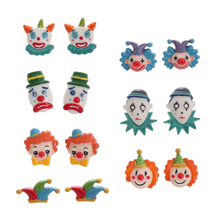 1 Pair Cartoon Style Clown Resin Handmade Women's Ear Studs display picture 1