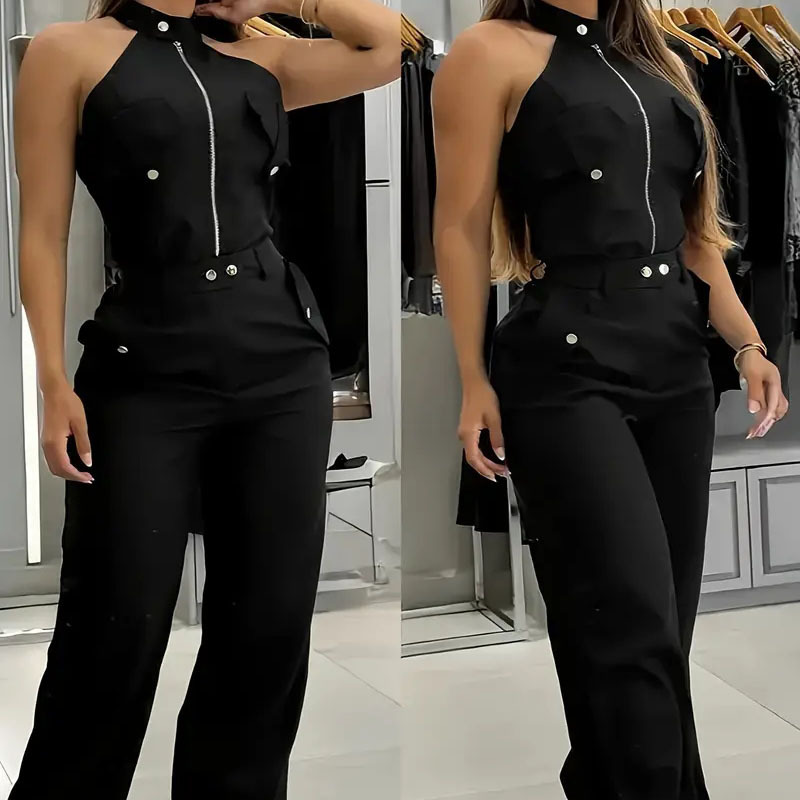 Amazon European and American Cross-Border New Women's Clothing Summer Sexy Halter Top Casual Cargo Pants Two-Piece Set for Women Amazon European and American Cross-Border New Women's Clothing Summer Sexy Halter Top Casual Cargo Pants Two-Piece Set for Women