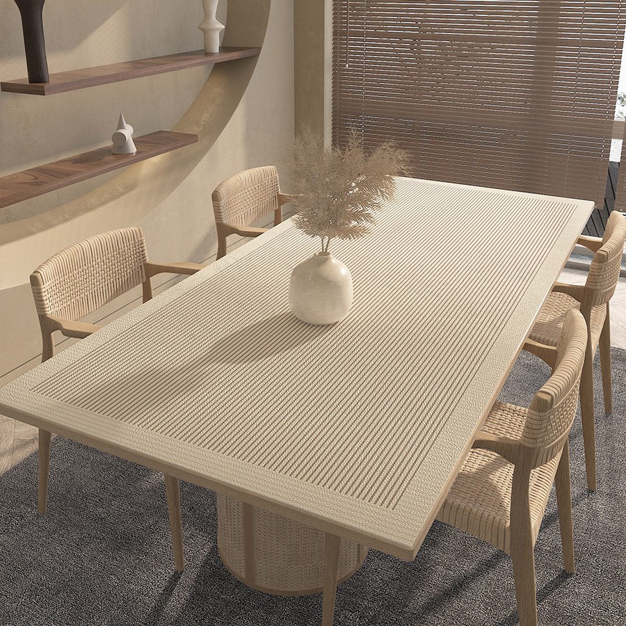 Wabi-Sabi Style Dining Table Mat Waterproof and Oil-Proof Pvc Tablecloth No-Wash Anti-Scalding Insulation Mat Accessible Luxury High-End Coffee Table Tablecloth