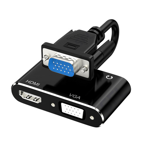 VGA to HDMI VGA with audio and power supply, same display and same frequency converter, VGA to HDMI four-in-one adapter cable