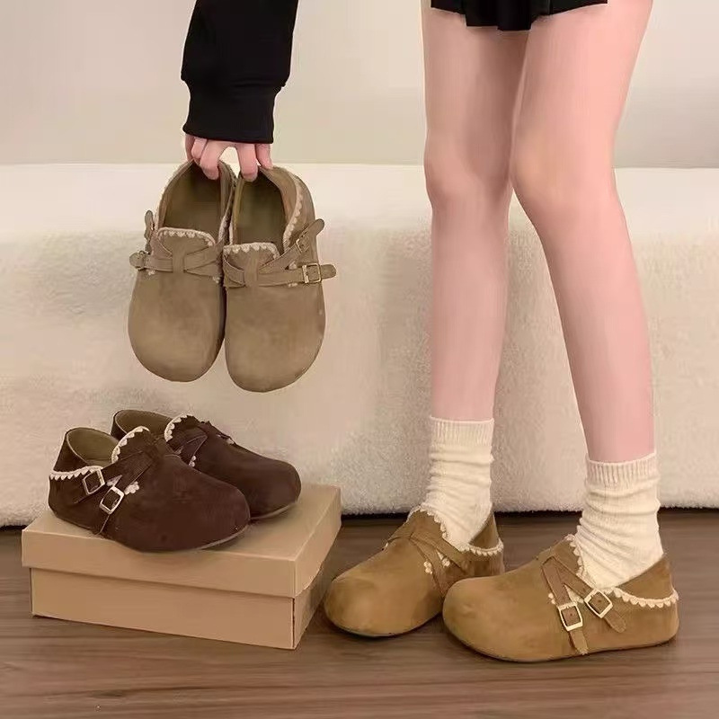 Retro Thick-Soled Full-Wrap Birkenstock Shoes for Women, 2026 Spring New Style, Height-Increasing, Suitable for Pairing with Skirts, Slip-On Birkenstock Flats