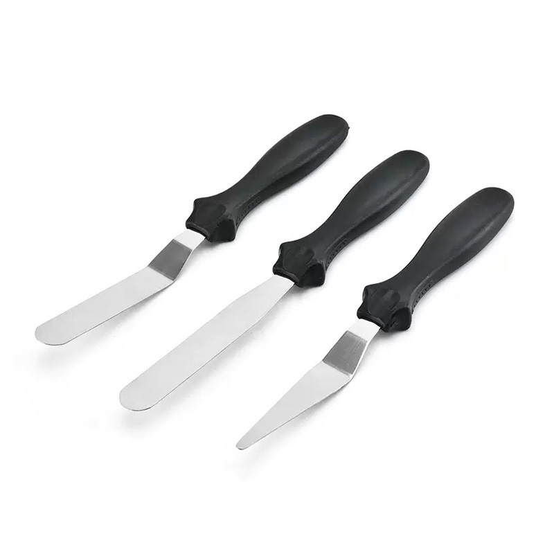 Plastic Handle 4inch Cream Spatula Three-Piece Set Card Cake Demoulding Knife Cream Smoothing Scraper Baking Tools