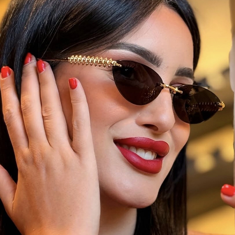 Óculos de sol cat eye para mulher e homem proteção uv sem aro_voghion.com