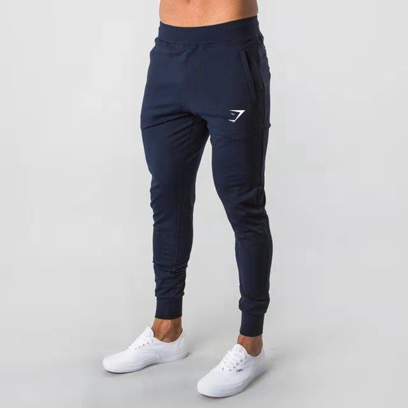 Gymshark Men's Sports Pants Muscle Fitness Cotton Printed Casual Long Pants Running Training Slim Pants