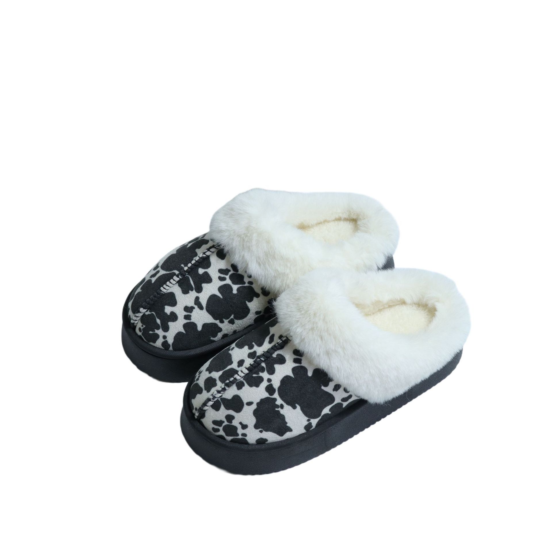 Zapatillas de algodón con estampado de leopardo de boca grande personalizadas de comercio exterior