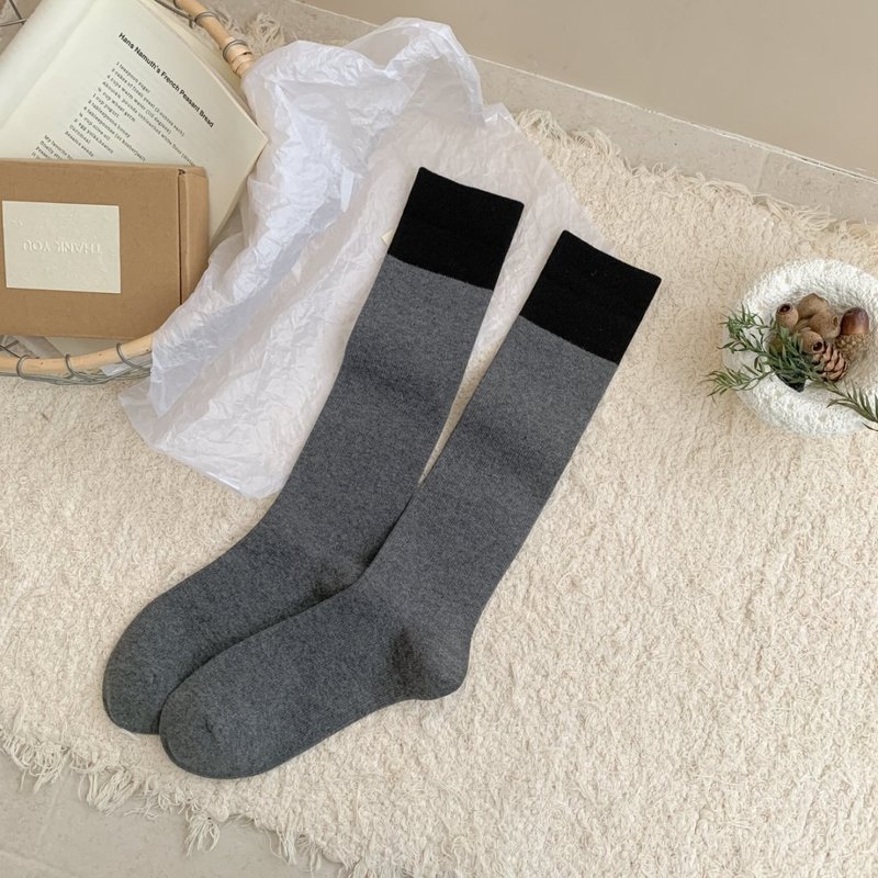 25秋冬新款袜子女拼色瘦腿微压小腿袜日系堆堆袜ins潮休闲简约棉|undefined