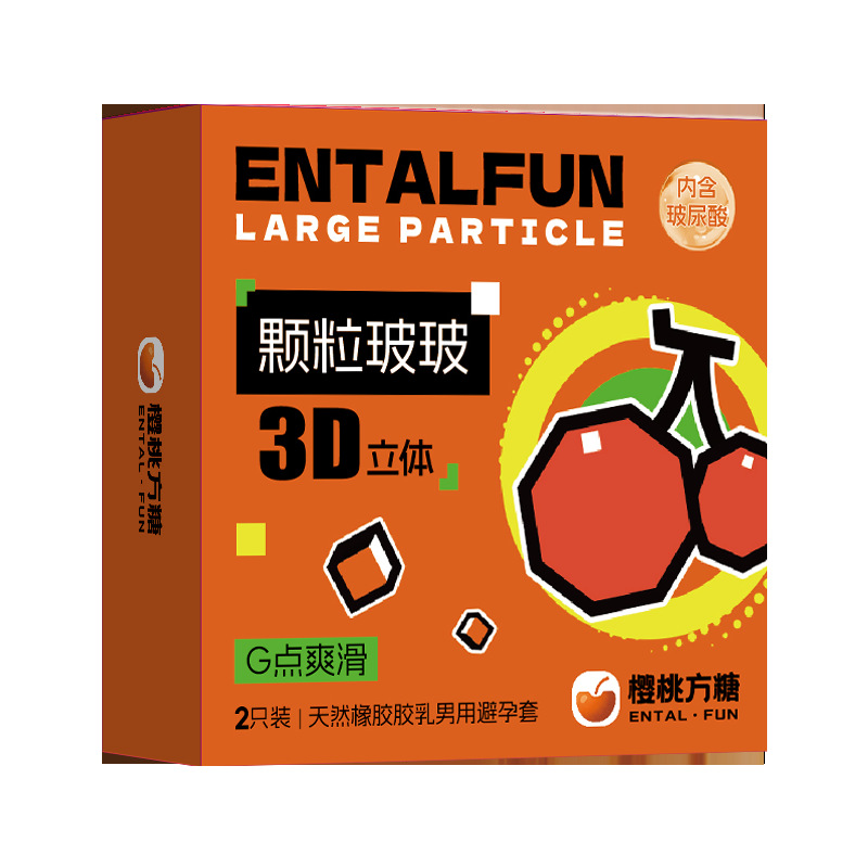 entalFun cereza ácido hialurónico granular 3D condón condón G-spot refrescante hotel de pareja