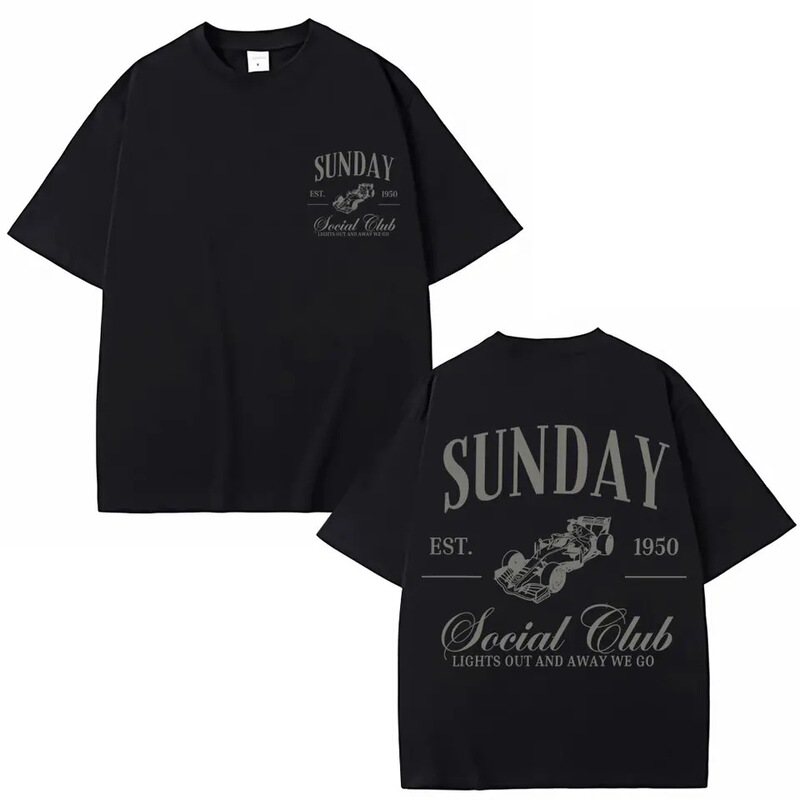 Sunday Social Running Club Graphic T-Shirt Men's and Women's Sports Racing Retro Fashion Short Sleeve Cotton Casual T-Shirt