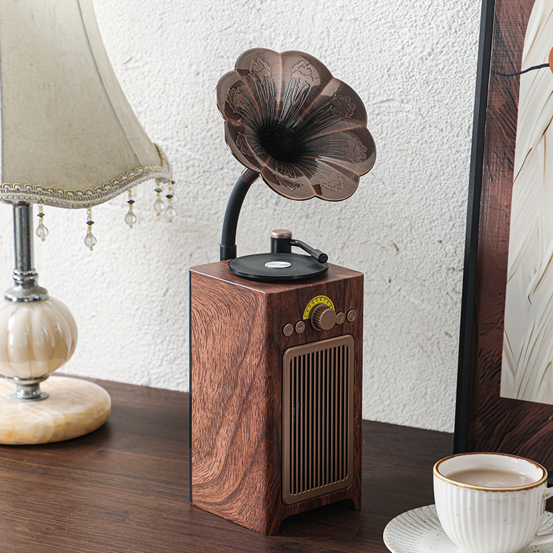 レトロh 3レコードのブルートゥースのスピーカーの形のスピーカーの携帯型の黒いゴムのレコード機のブルートゥースのスピーカー|undefined
