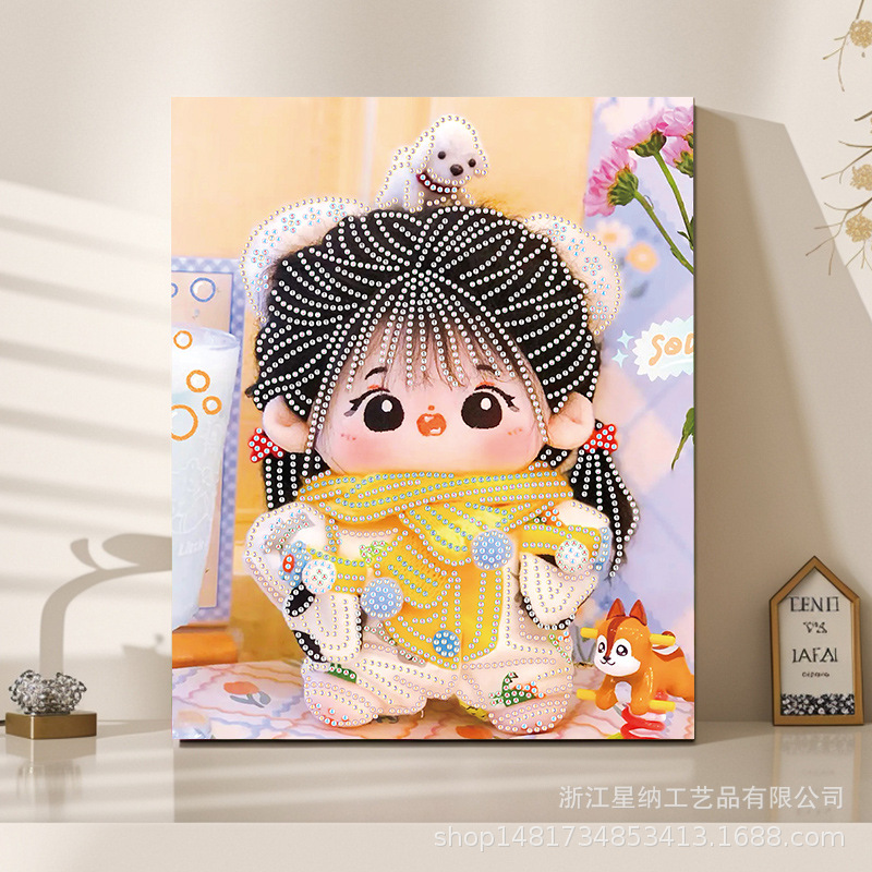 Pegatinas de diamantes calientes diy muñecas de algodón hechas a mano pintura de diamantes pintura de diamantes ventas directas de fábrica pegatinas de pintura de mampostería con marco