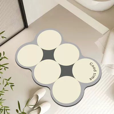 Flower shaped irregular flexible glue 2.5 bathroom door absorbent mat bathroom non-slip rub-resistant draining mat (Avtomobil döşəmə paspasları) - soft-rubber-pad-25-bai-qing-fei-jin-4060cm