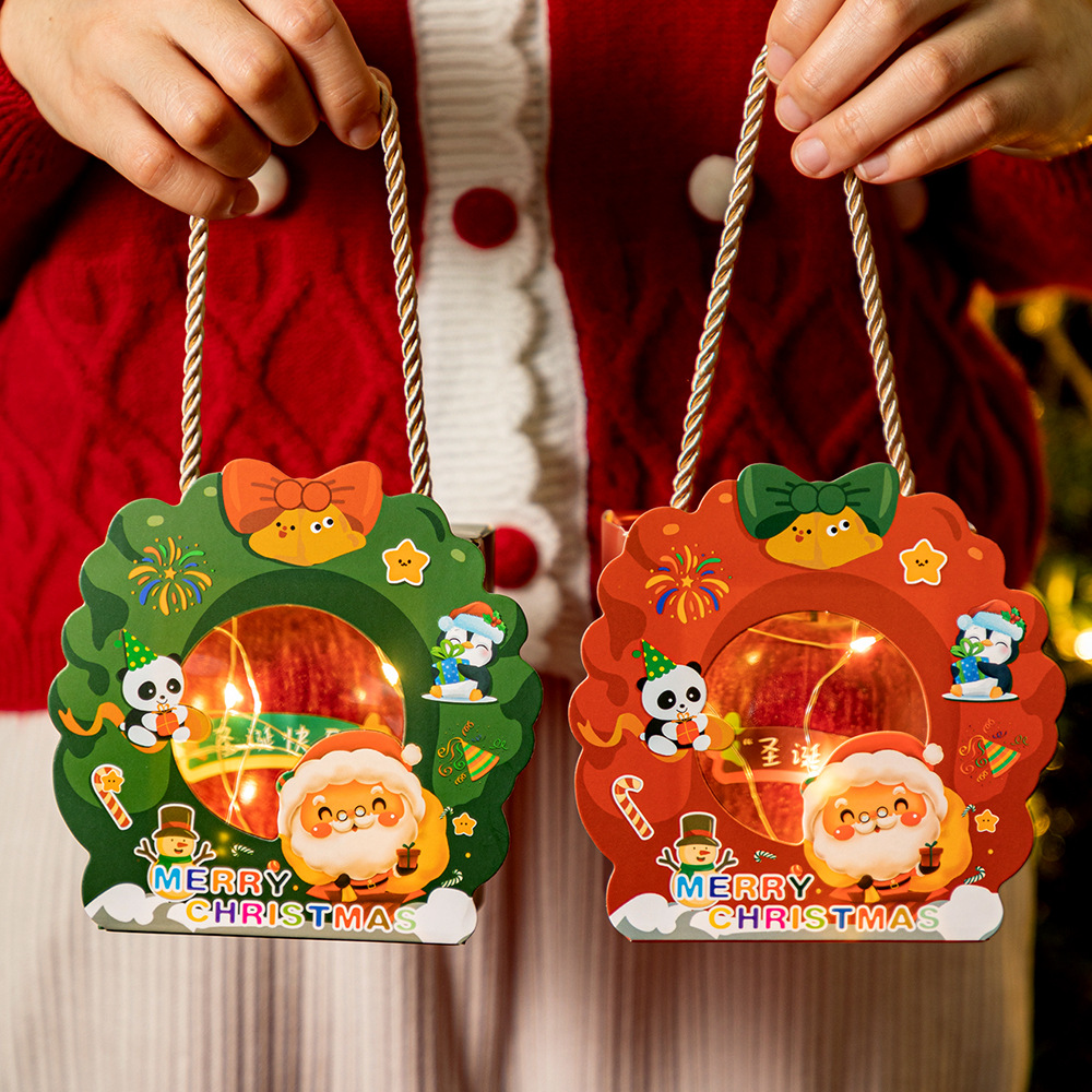 圣诞苹果盒平安夜儿童平安果圣诞果包装盒透明手提礼物礼盒礼品袋