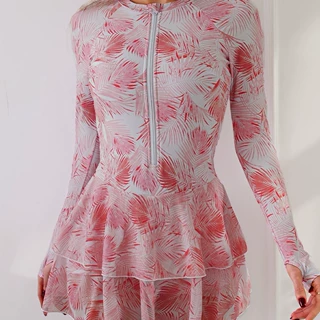 外贸连体泳装防晒服长袖拉链冲浪服防晒服女士泳衣潜水服泳装比基