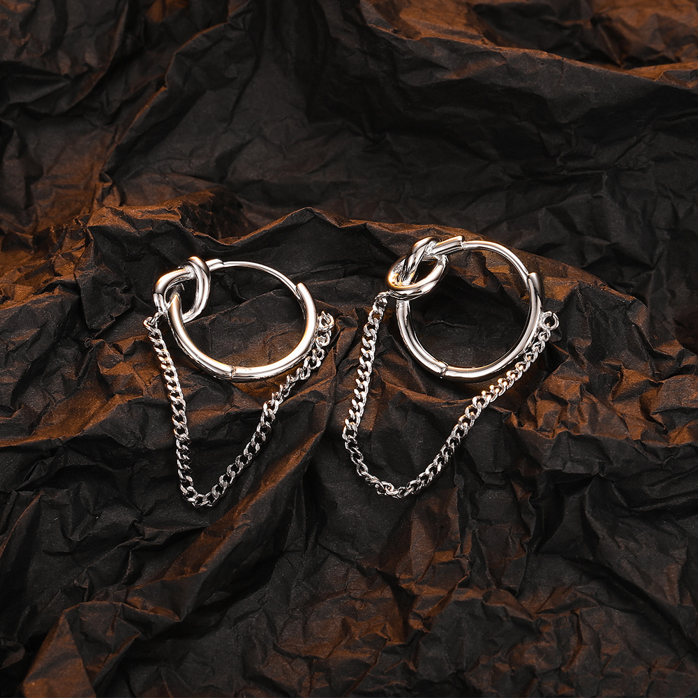 La industria pesada brillante anudada oreja hebilla pendientes cadena femenina red ins rojo hipster anillo de oreja