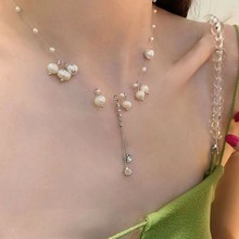 夏季珍珠双层爱心项链女轻奢高级感小众叠戴爆款颈甜美锁骨链