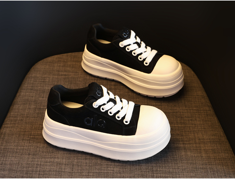 Giày sneaker nữ đế dày tăng chiều cao HY9858 phong cách platform — màu nâu chi tiết 5