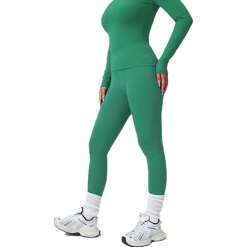 ヨガウェアセット レディース 秋冬 長袖 長ズボン ランニング プロスポーツ フィットネスウェア 高級感 タイトウェア 欧米風|undefined