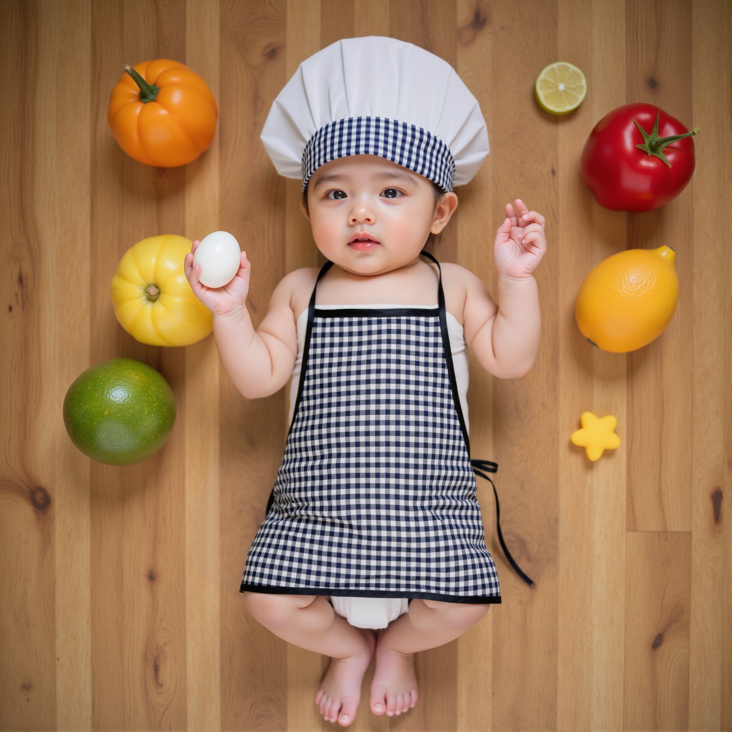 Children's Photography Chef Costume Kindergarten Role-Playing Costume Chef Hat Costume Performance Baby Photo Shoot Chef Costume