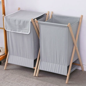 Foldable Wooden Laundry Basket for Home Use with Modern Simple Style