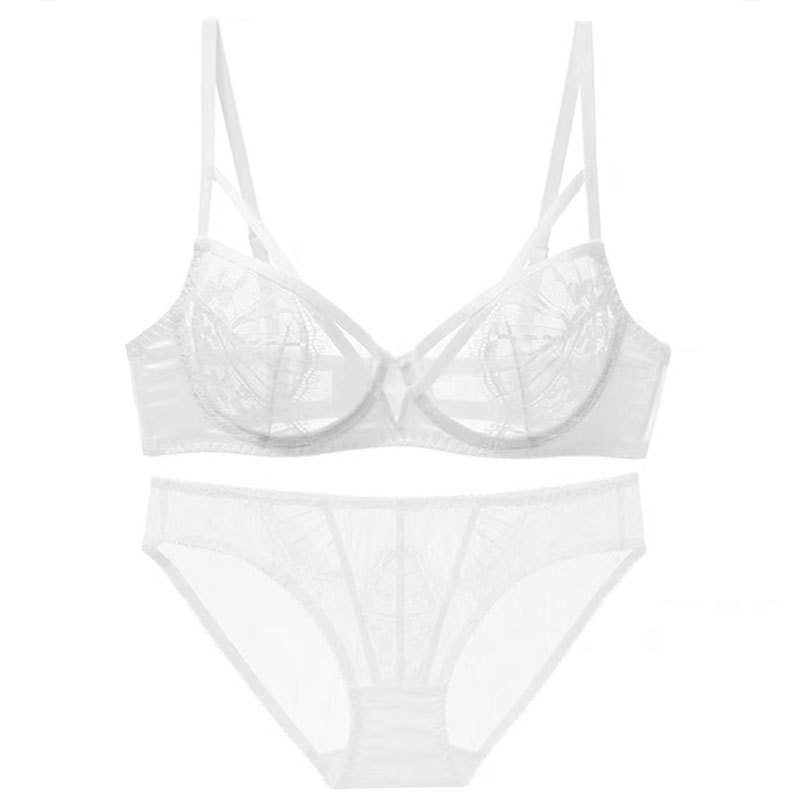 Suministro directo de fábrica de ropa interior push up anillo de acero pecho grande pequeño sujetador ropa interior traje ultra-Delgado Sujetador de encaje sexy al por mayor