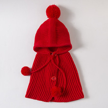兒童韓版男女童秋冬款寶寶披風童裝紐扣毛線斗篷連帽