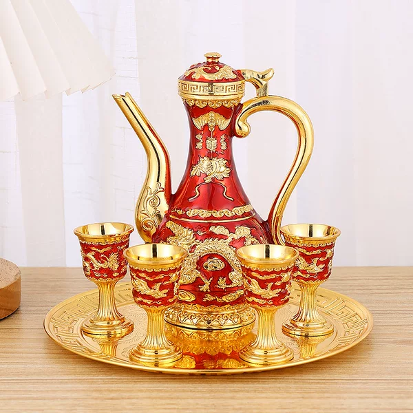 Yyy Fengbai Liquor Set for Home Use, Ancient Style Liquor Glasses, High-脚 Glasses, Gift Decoration