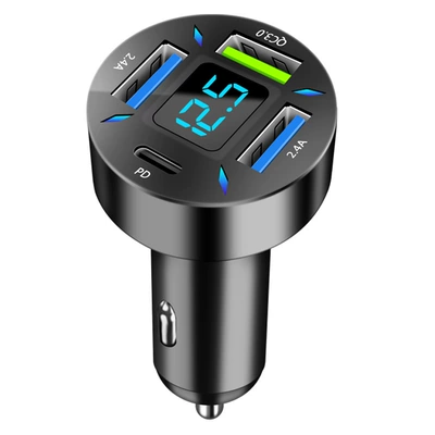car charger 4USB car – Mobil şarj cihazları - black-c177-four-port-pd-qc30-24aopp-bag